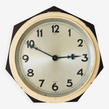 Bayard 8 days brown Bakelite hexagonal wall clock