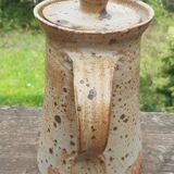 Cruche à couvercle grès pyrité France 1970