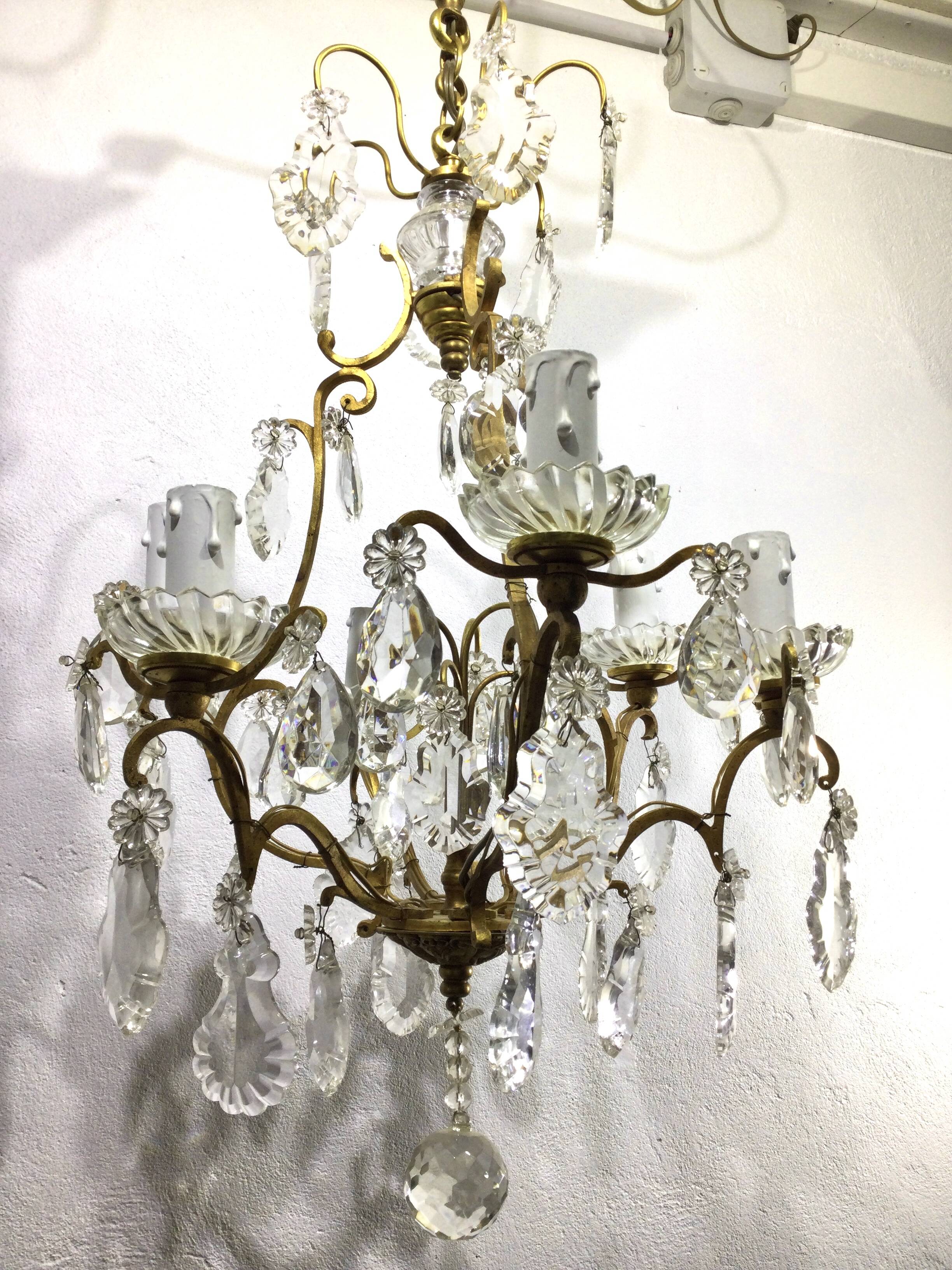 Cage Chandelier 6 Lights Bronze And Crystal