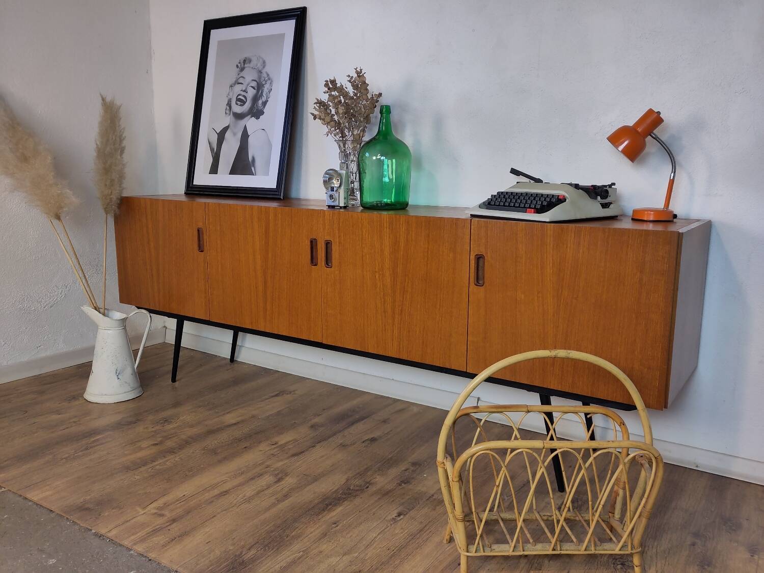 Scandinavian teak and metal sideboard