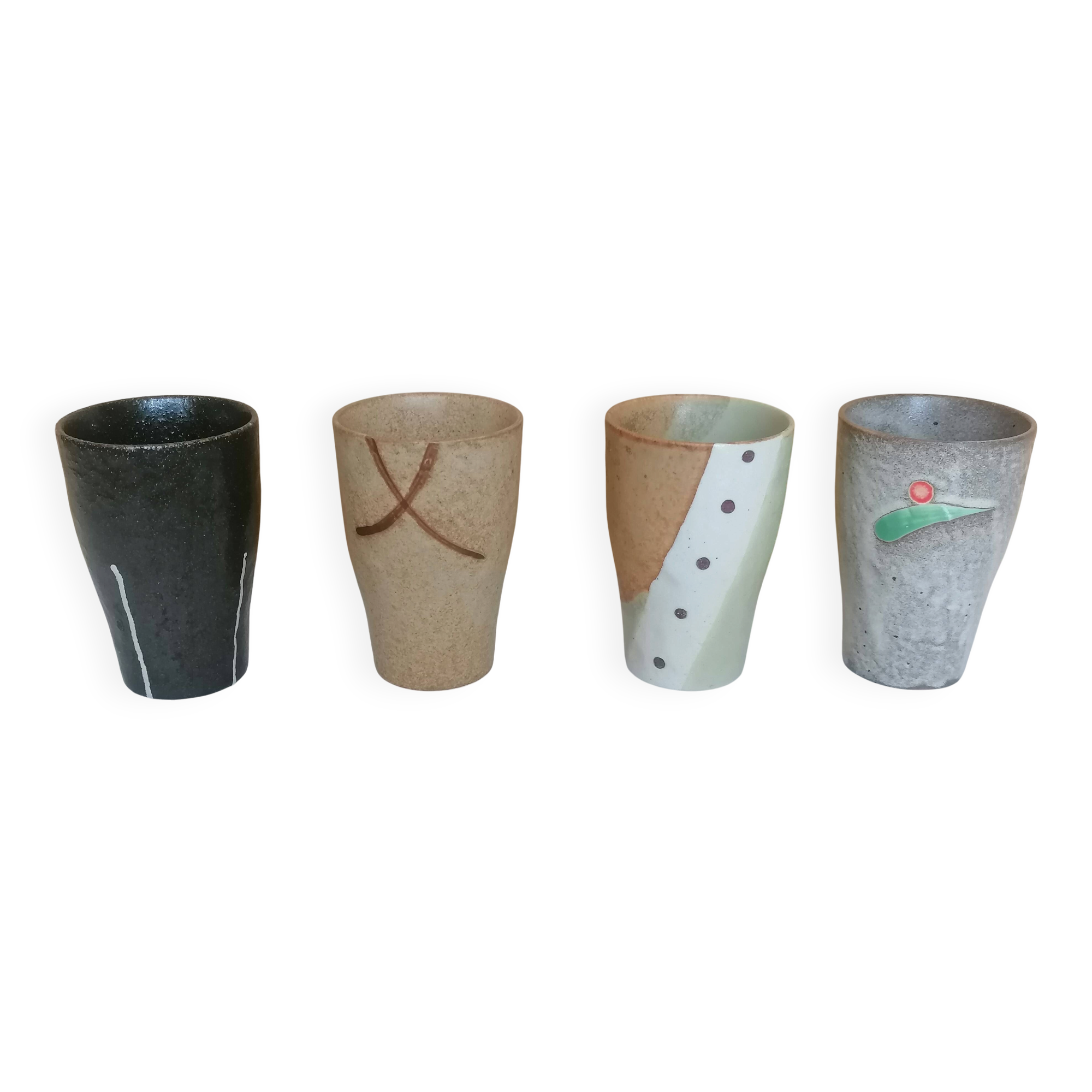 4 ceramic cups handcrafted
