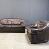 Vintage leather sofa set, 1970s