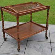 Desserte en bois, plateau en verre