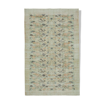 Tapis beige turc vintage noué à la main 190 cm x 302 cm