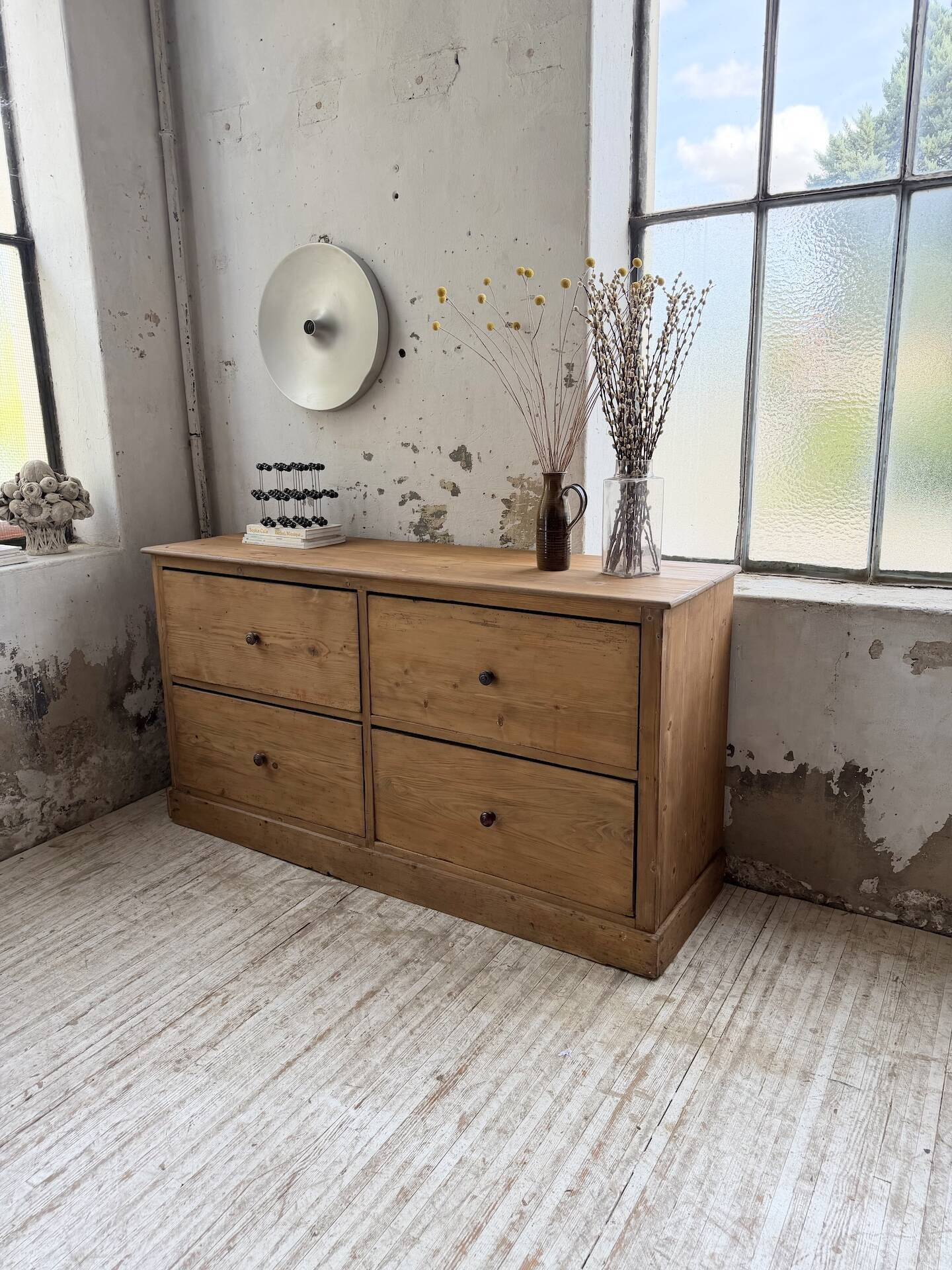 1950s pine workshop furniture 175cm