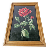 Canvas under vintage pink frame on black background