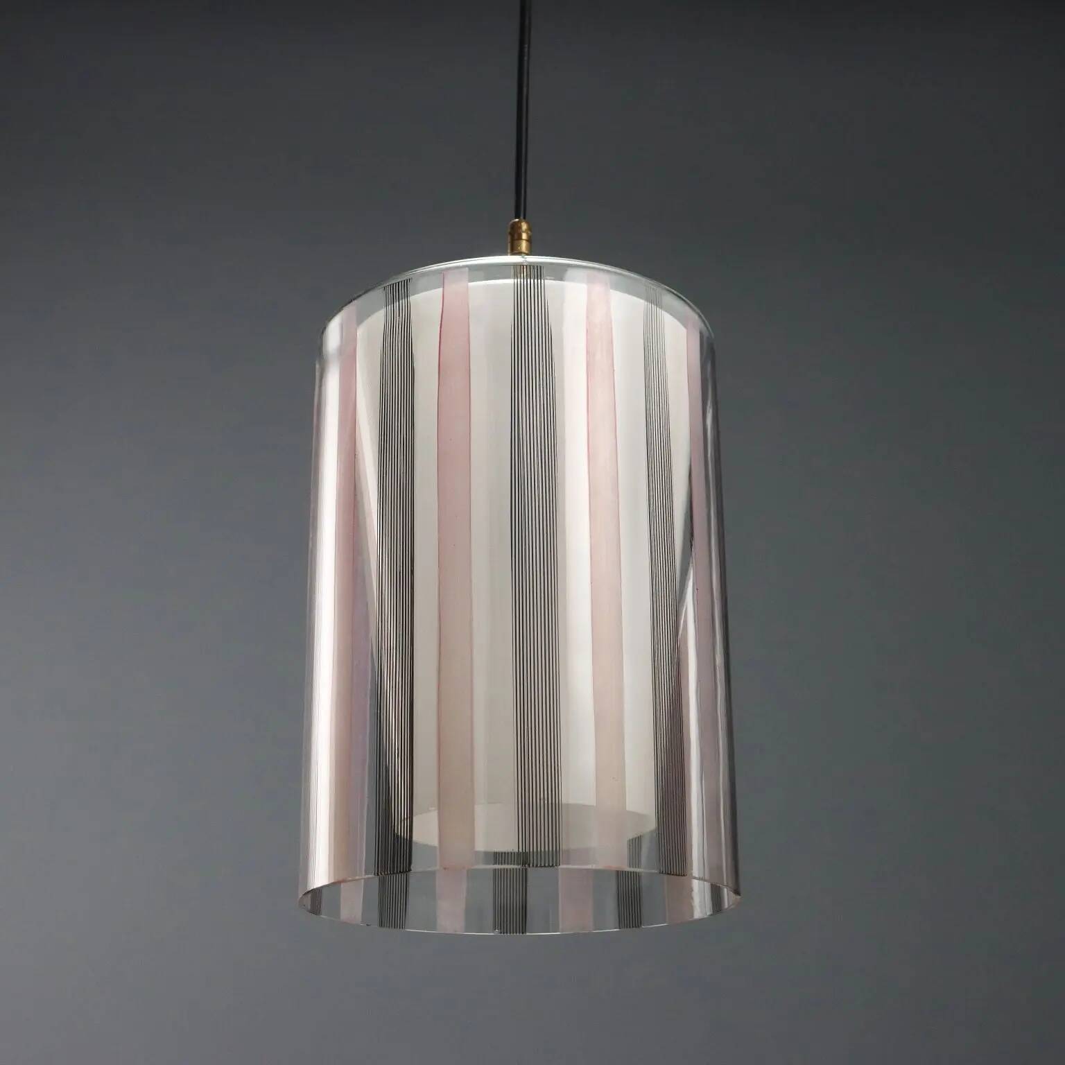 Vintage glass and metal pendant, Italy, 1970s
