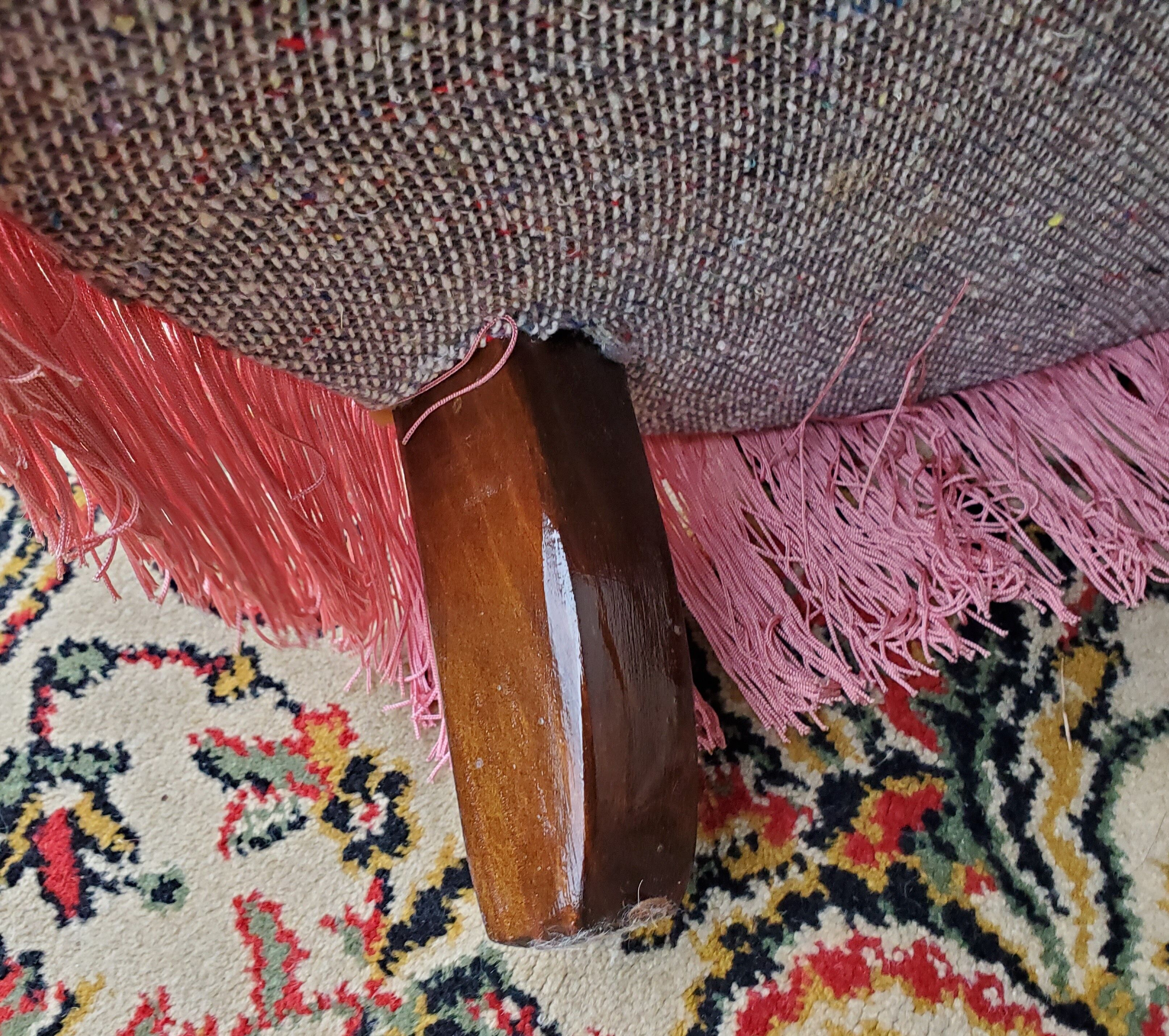 Powder pink velvet low chair