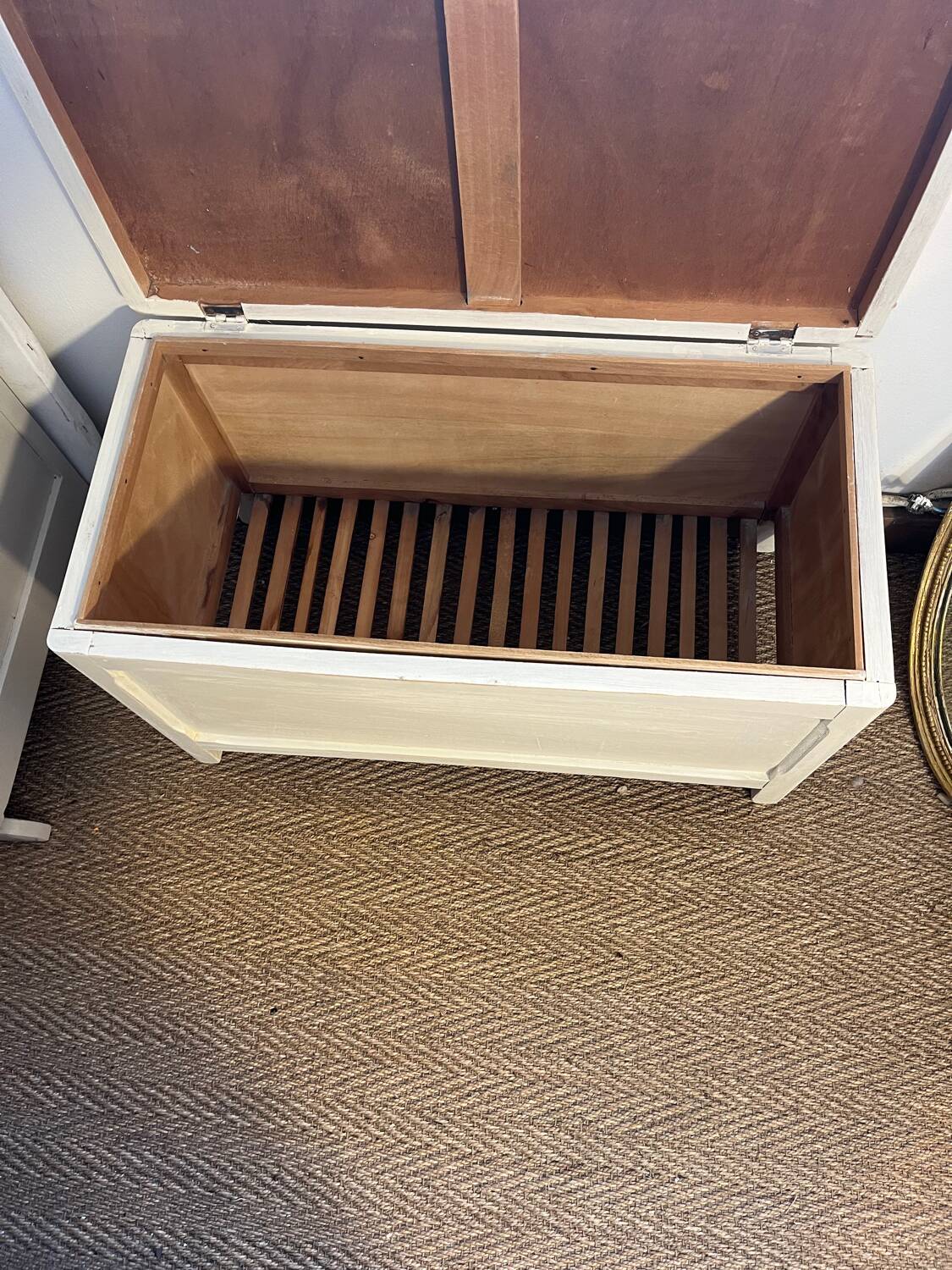 Vintage white patinated wooden chest