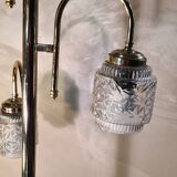 Chrome gold floor lamp 1960 has 70 molded glass shade 166x40