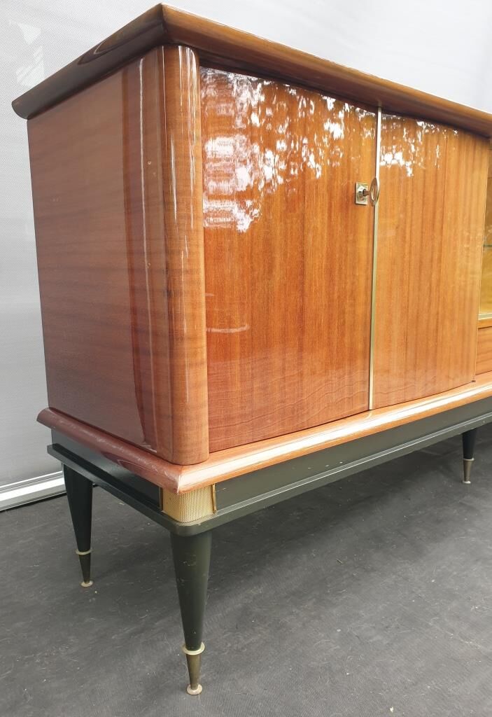 Enfilade laque noire et teck Ameublement NF 1960