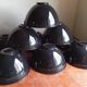 Set of 10 large industrial enamelled metal pendants.