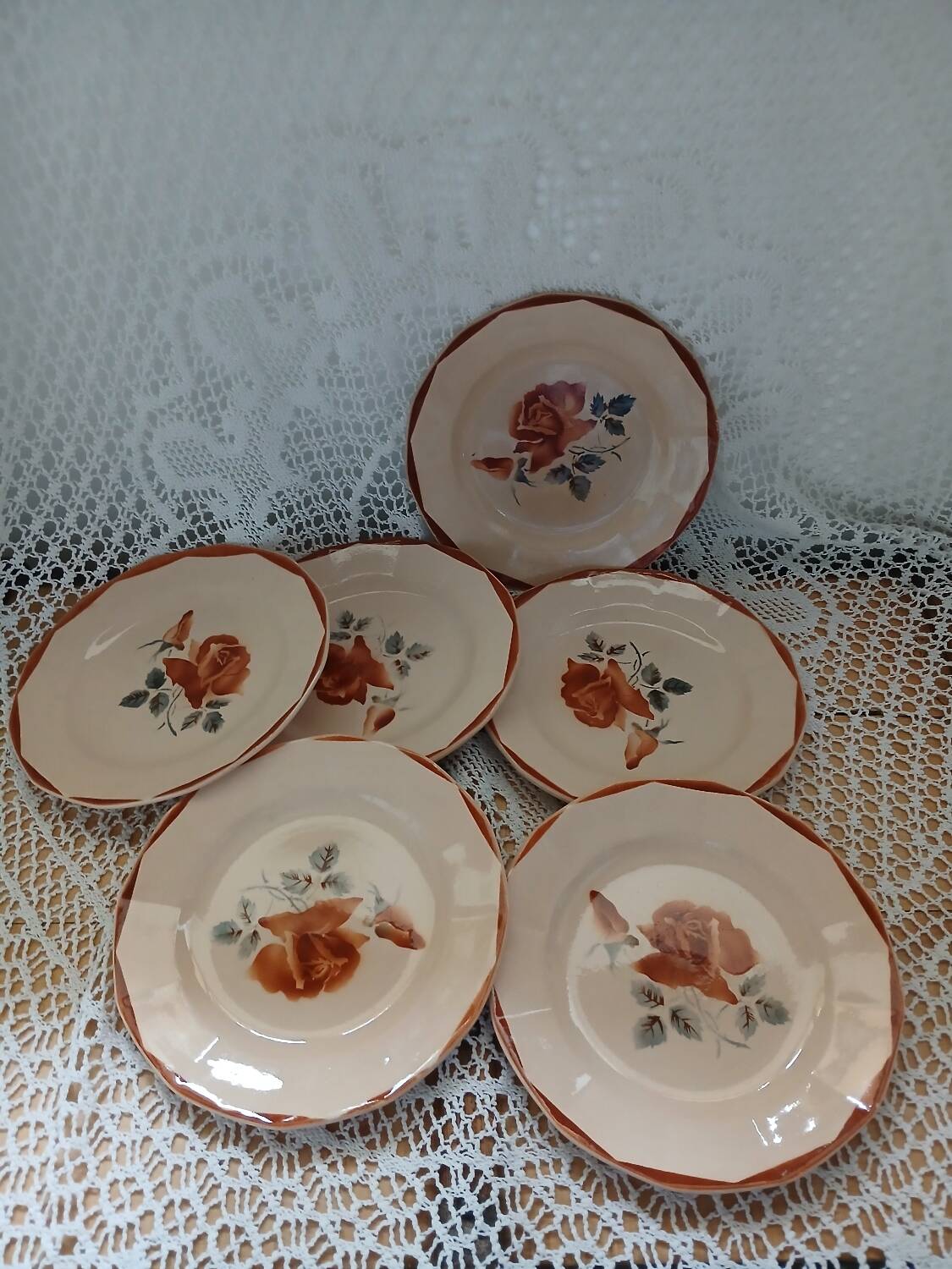 6 Digoin and Sarreguemines dessert plates