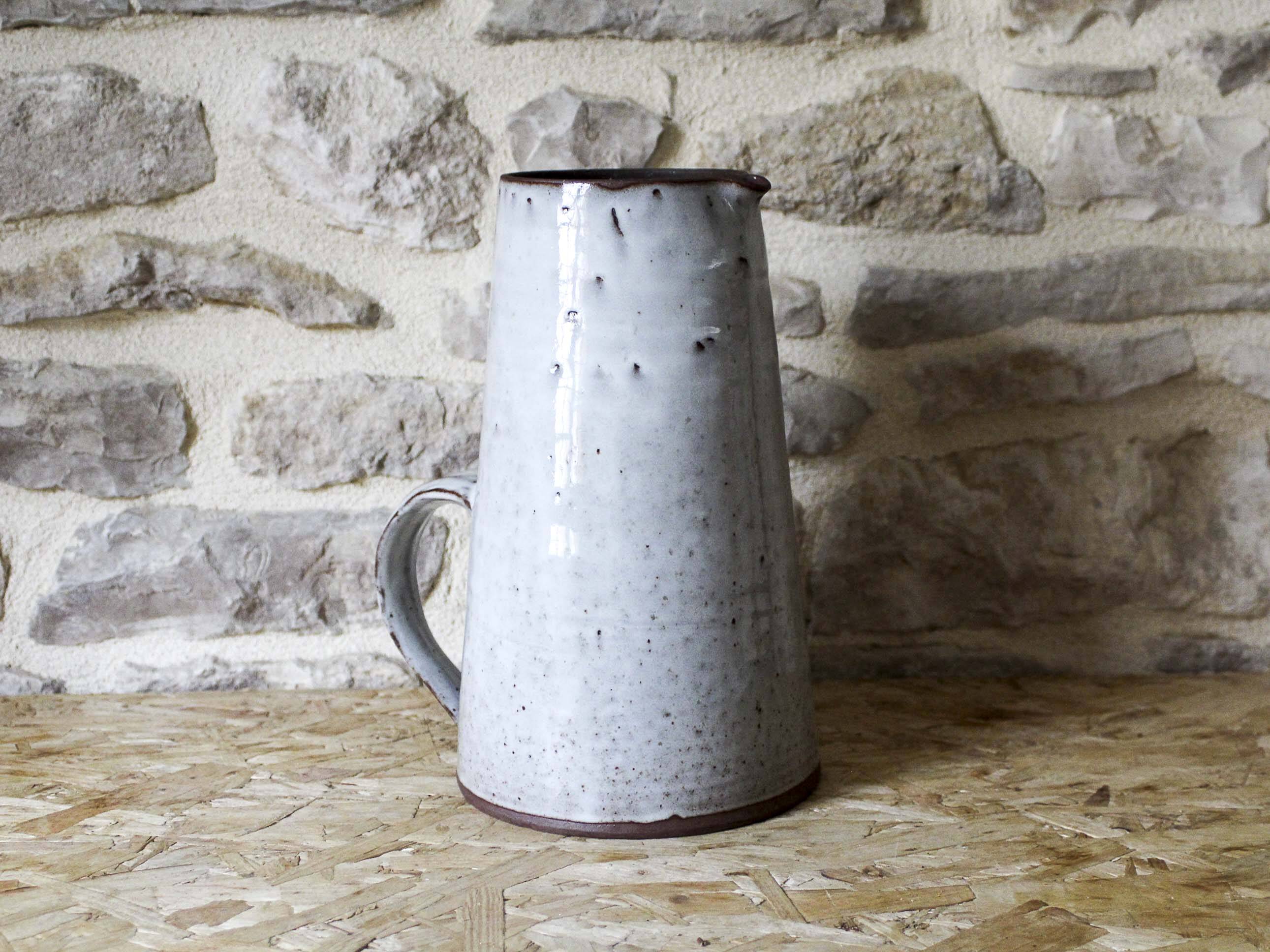 Large Roger Jacques stoneware pitcher