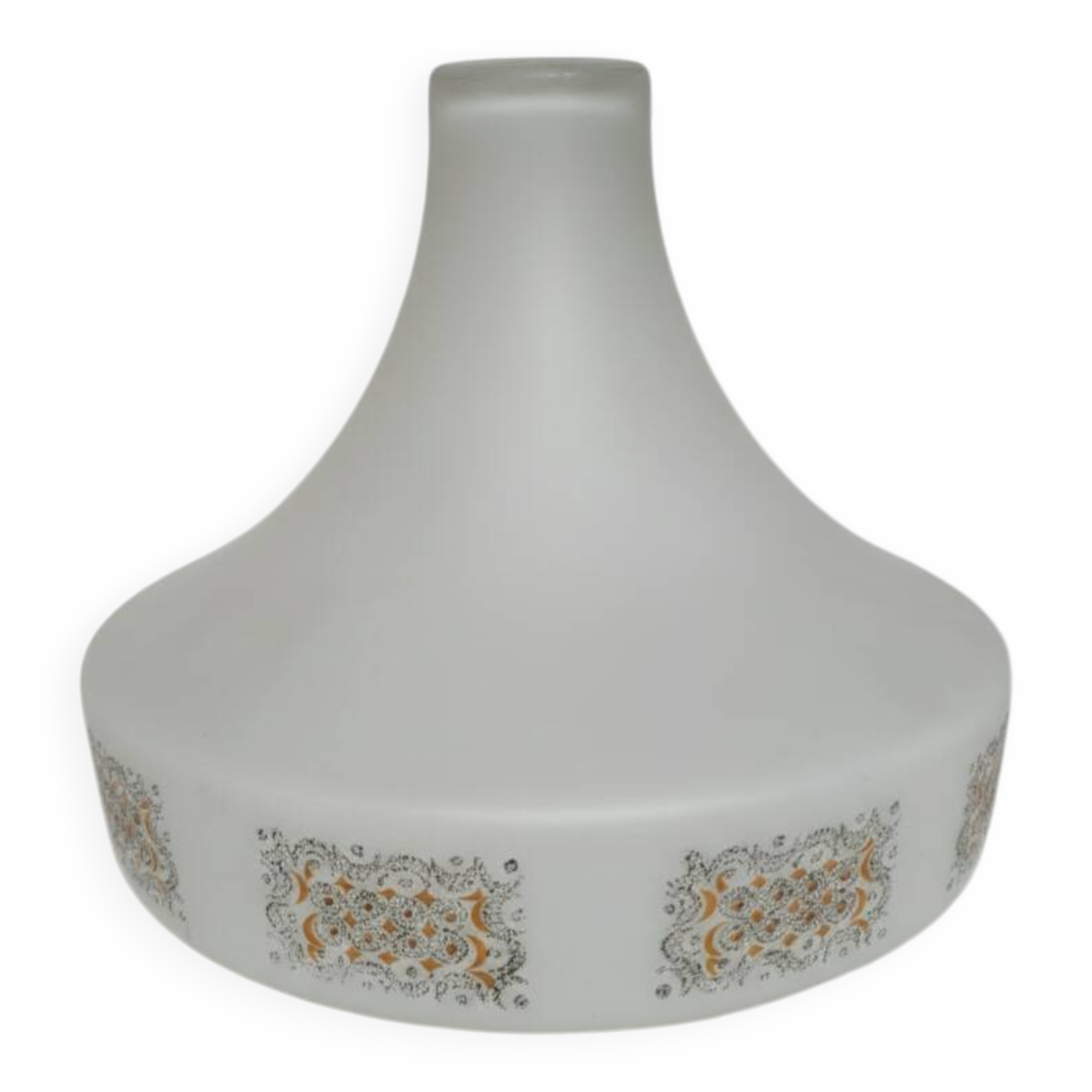 Opaline suspension lampshade — screen-printed cashmere design — 60s