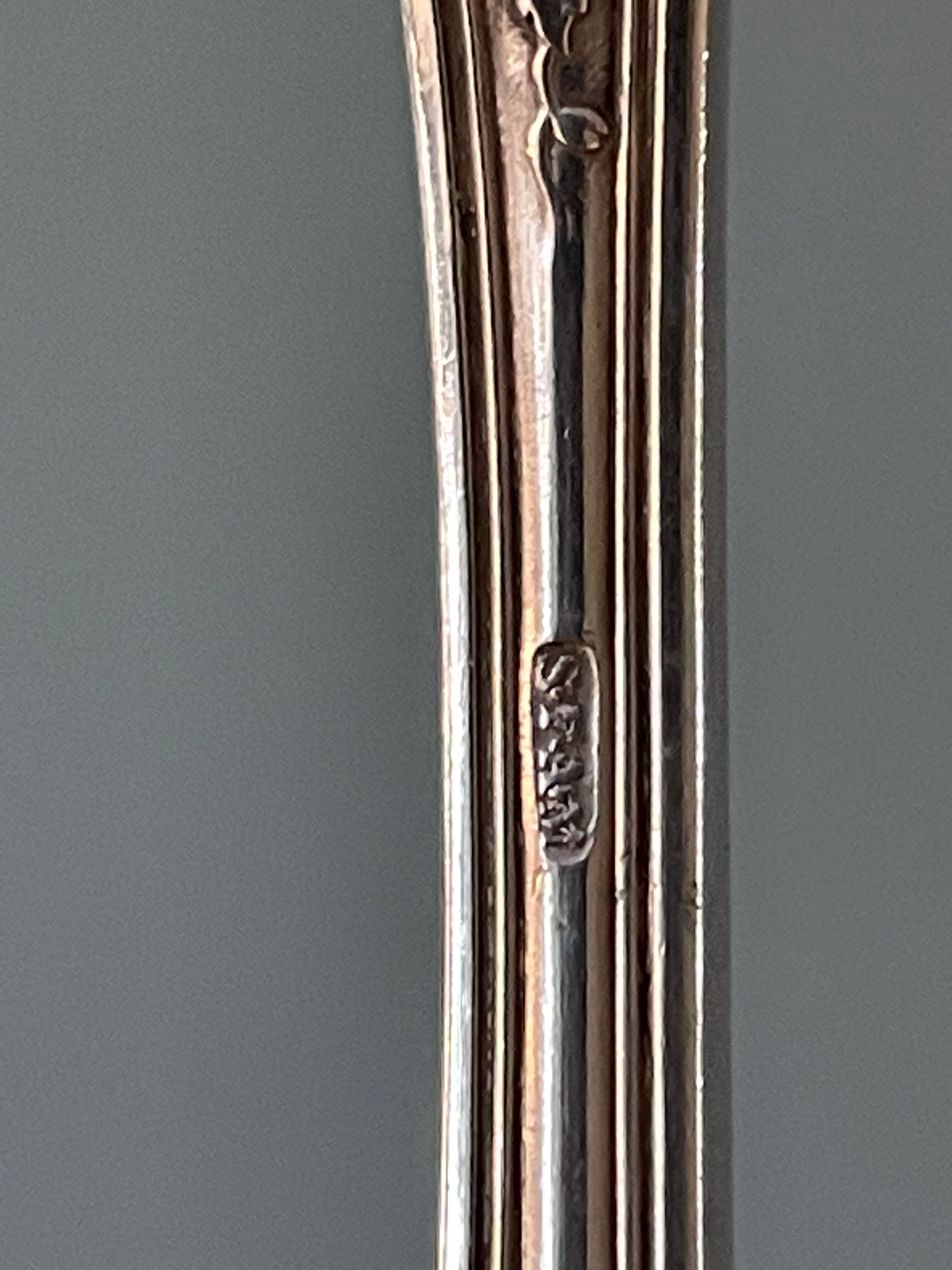 Series of 21 antique silver metal table forks