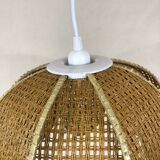 Vintage pendant lamp in rattan in the shape of a flower
