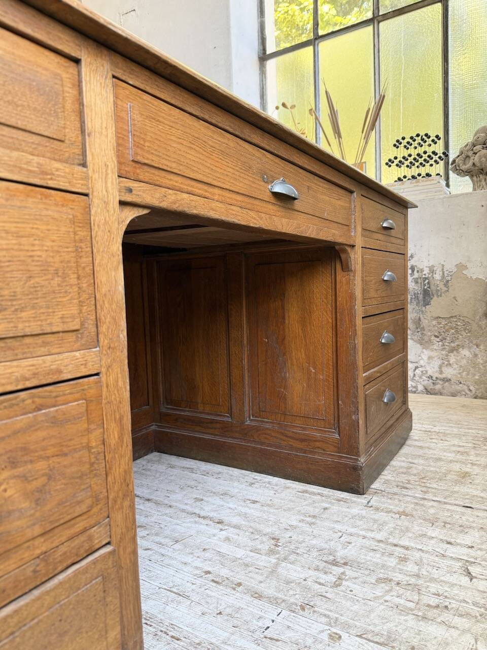 1950s oak office counter