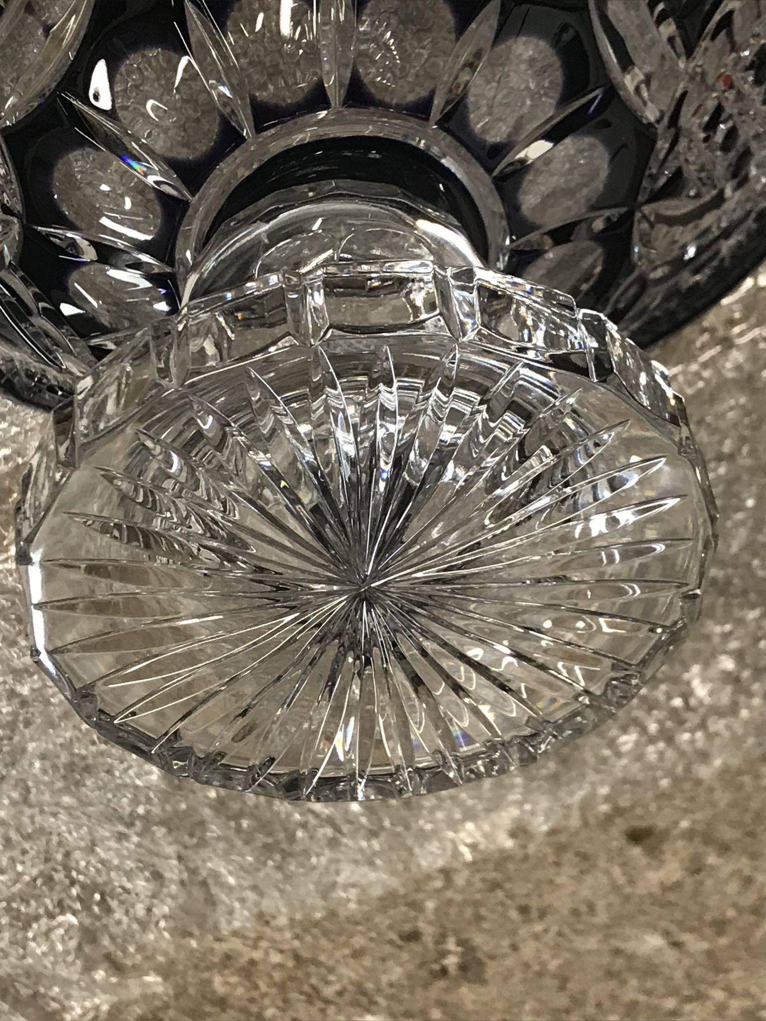 Hand-engraved black and white bohemian crystal fruit cup