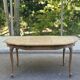 Round extendable dining table Louis XV stripped in solid oak 1950