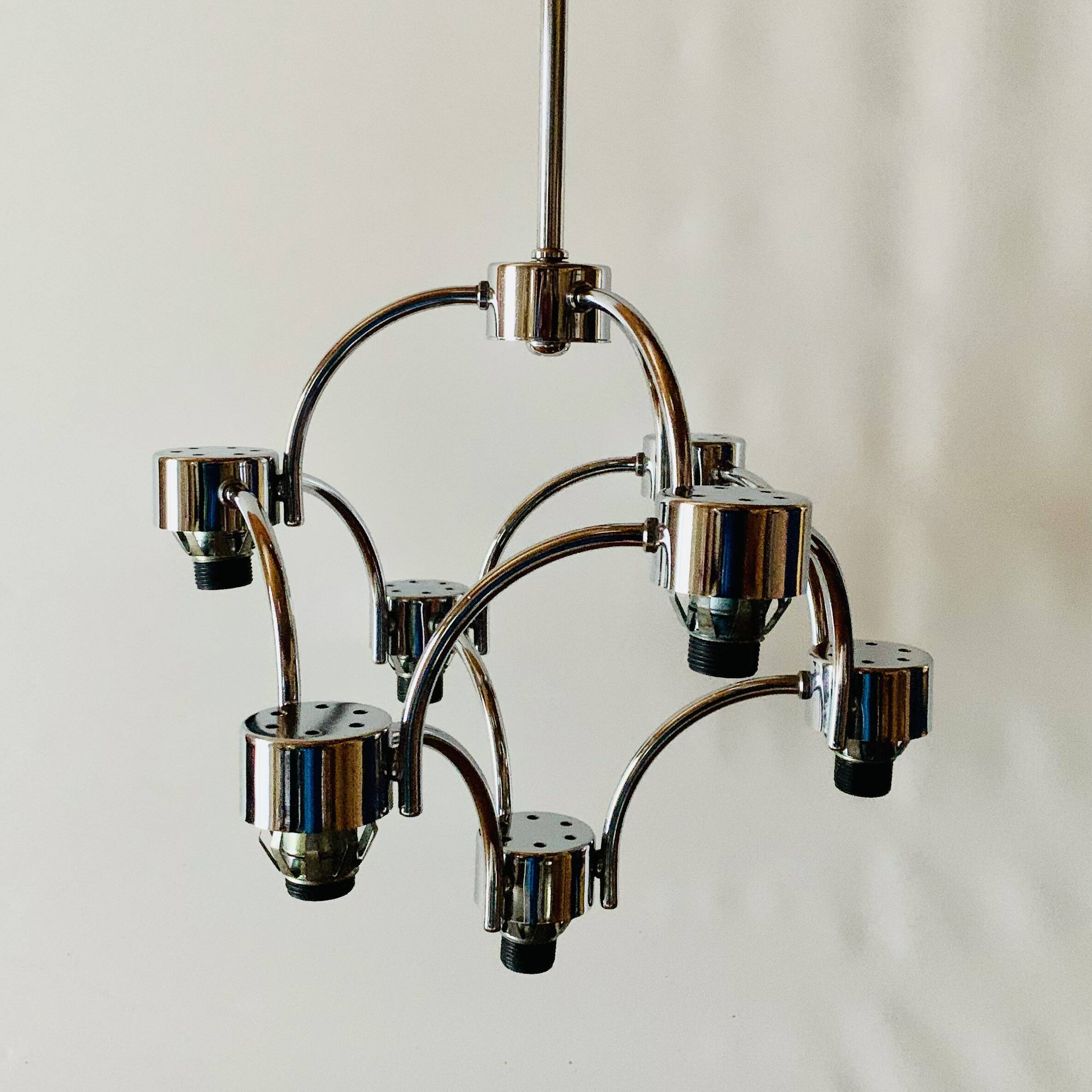 Lustre vintage en métal chromé - Space Age Design - SA Boulanger