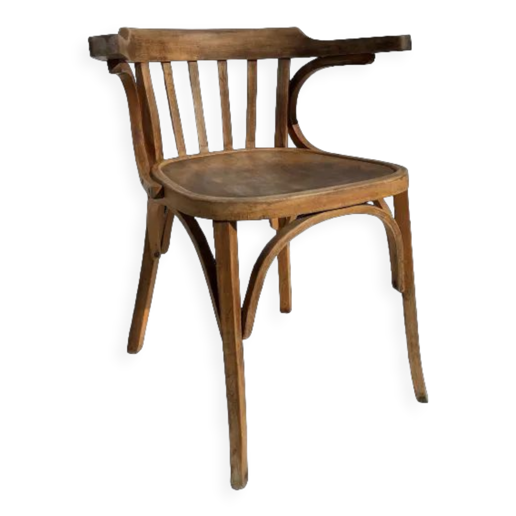 Curved wooden armchair