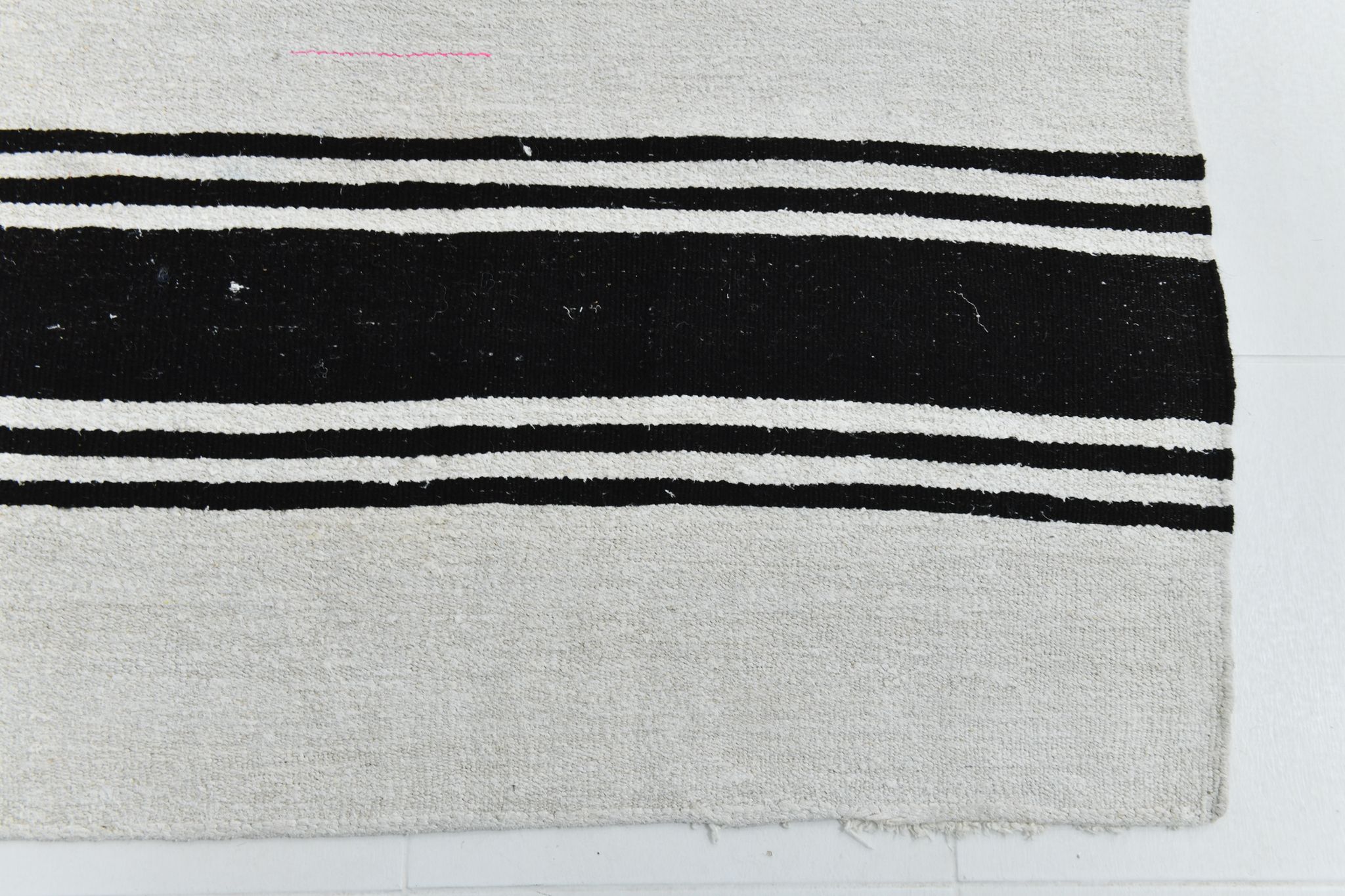 Tapis de chanvre blanc et noir 6x13, 202x404cm