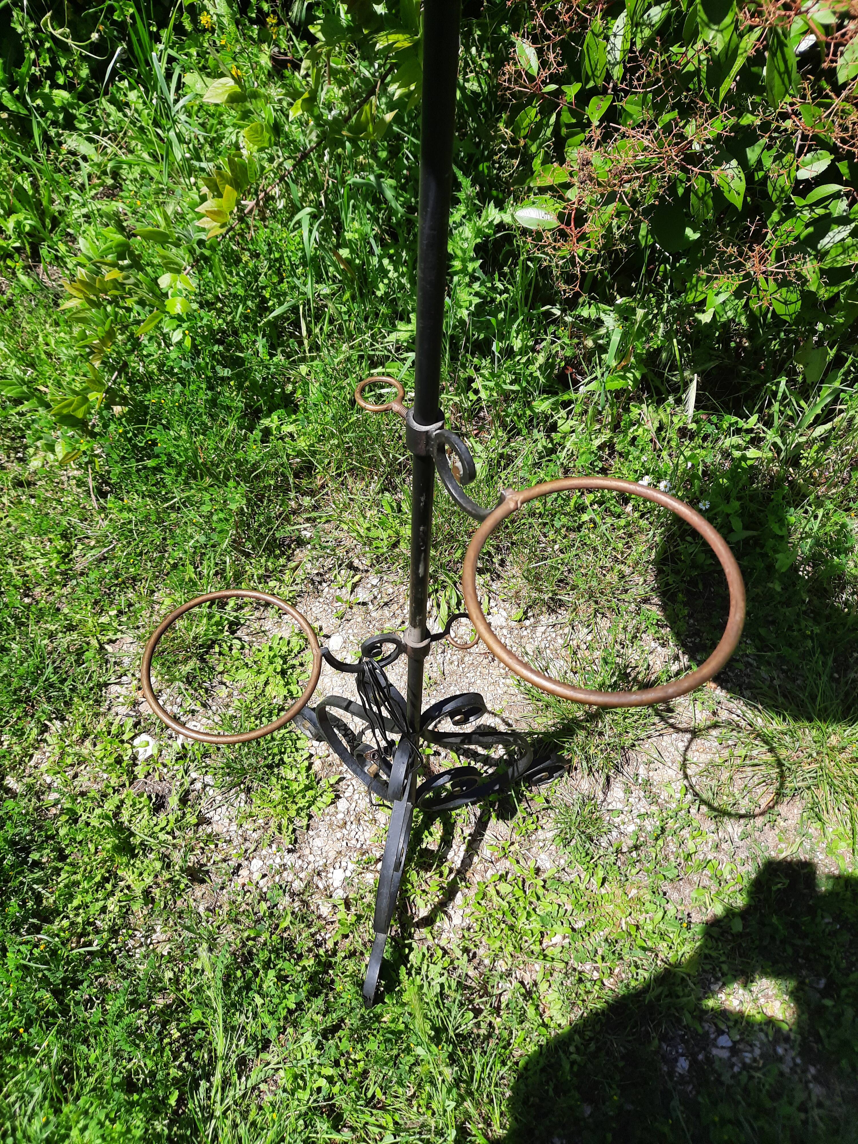Wrought iron floor lamp with plant holder from the 50s/60s