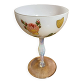 Vintage white florentine opal coupe on stand italy