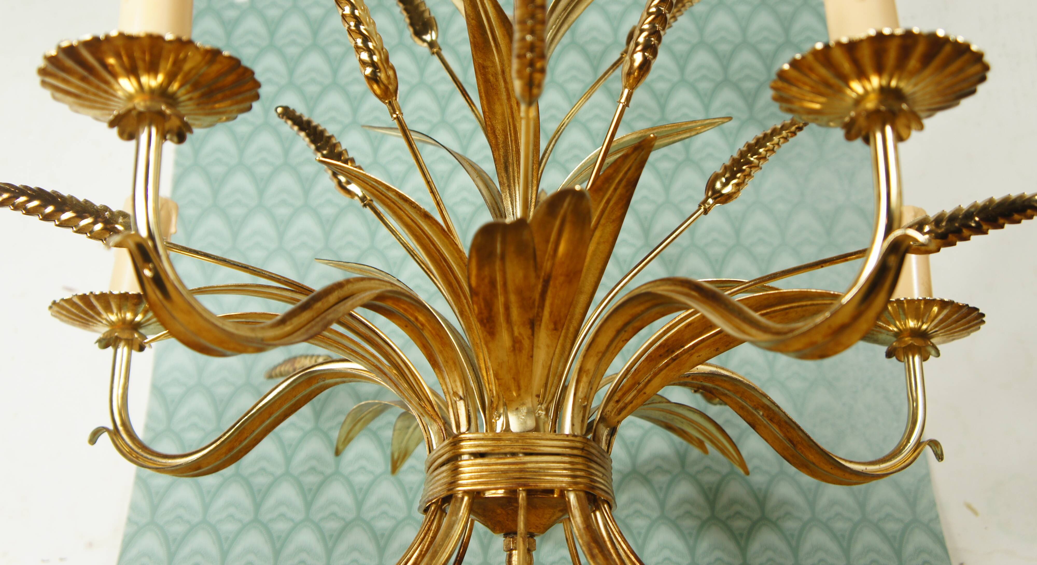Italian chandelier ear of wheat 5 fires 1960