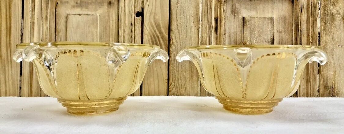 Wall lamp double fires copper metal art deco glassware ezan opalescent gilded