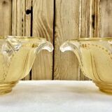 Wall lamp double fires copper metal art deco glassware ezan opalescent gilded