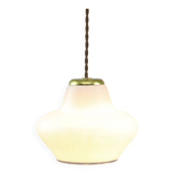 Small Mid-Century Italian Brass and Opaline Pendant Lamp