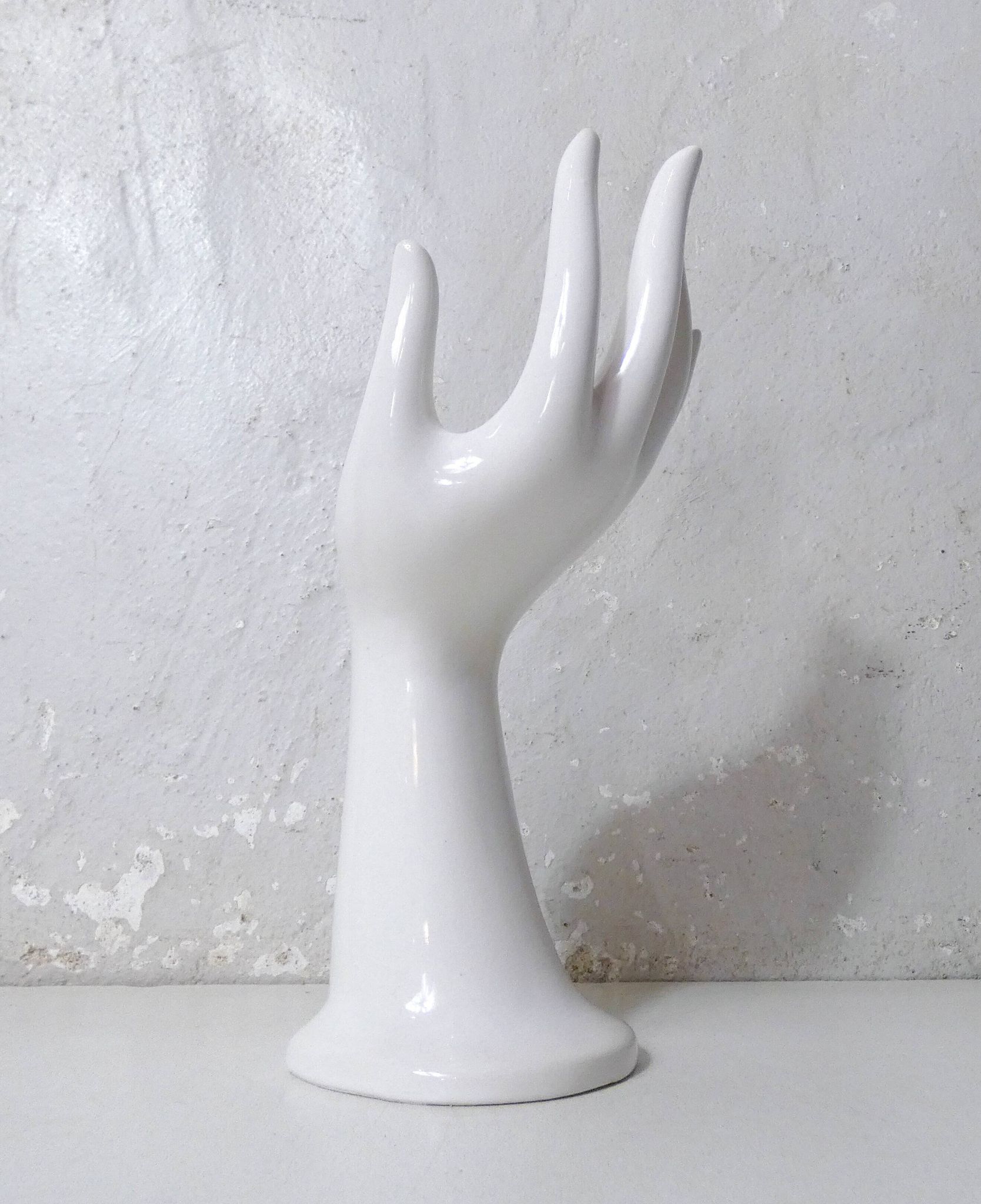 Vase, baguier main vintage en céramique blanche