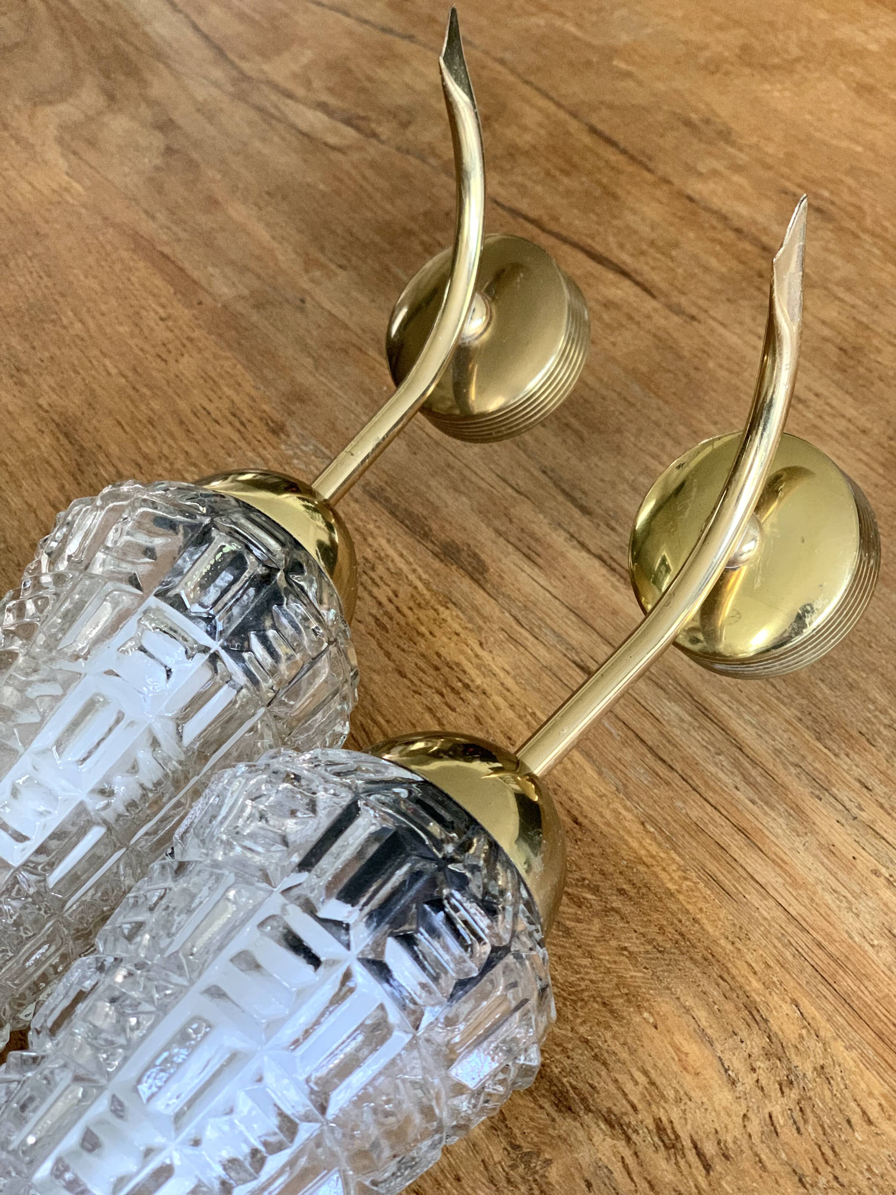 Pair of glass Tulip wall light
