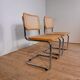 Chaises avec structure tubulaire chromée et cadre en rotin, Italie, années 1970