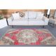 Vintage Turkish Hand-Knotted Wool Cotton Pink Runner Rug 105x228