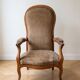Classic Voltaire Armchair in Wood and Brown Fabric