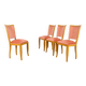 4 chaises hêtre & velours vintage 1950
