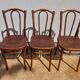 set of 3 curved wooden bistro chairs with patterns