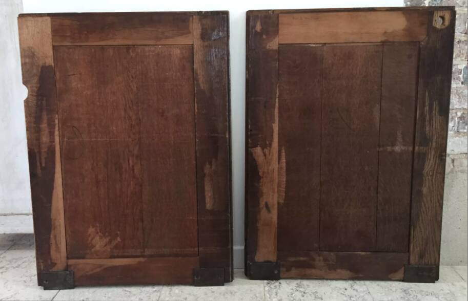 Pair of vintage oak sliding doors
