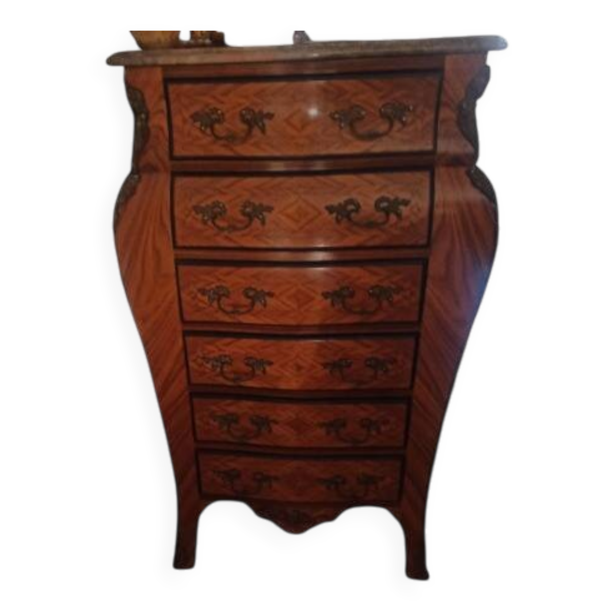 Commode ancienne en marqueterie, style Louis XV/XVI