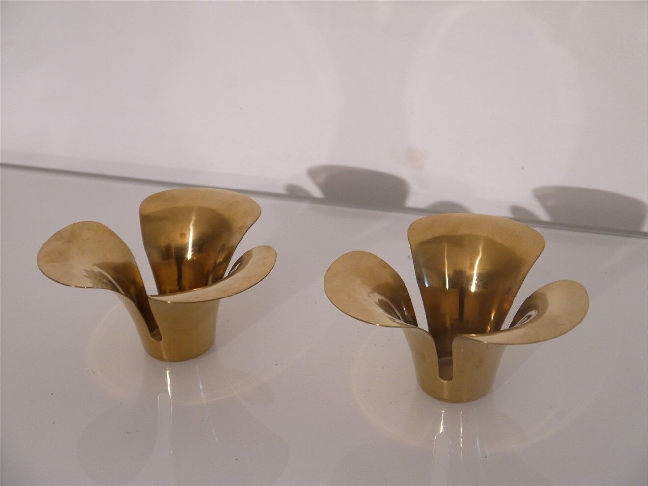 Pair of Scandinavian brass candle holders 1970
