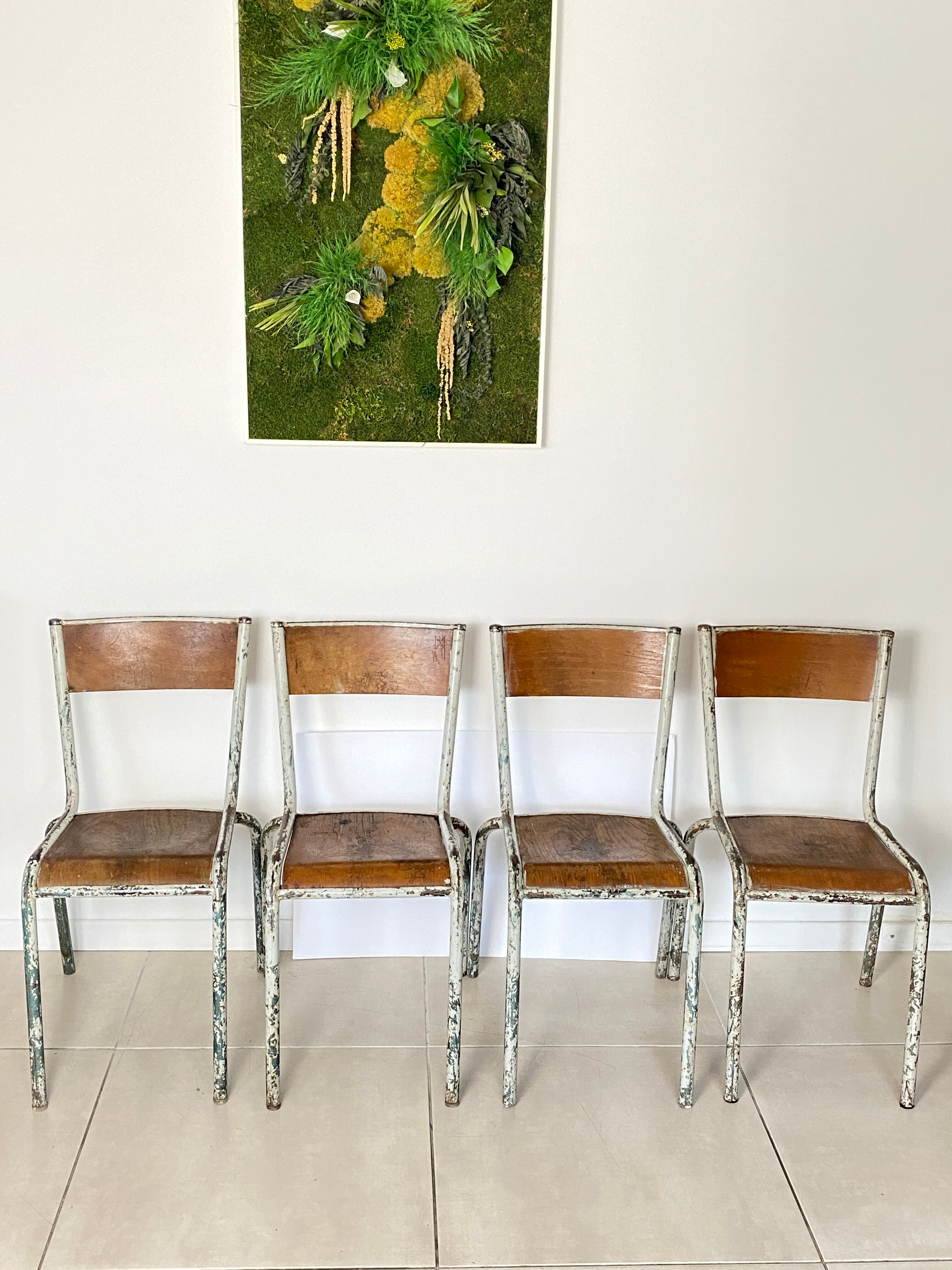 Set of 4 vintage school chairs