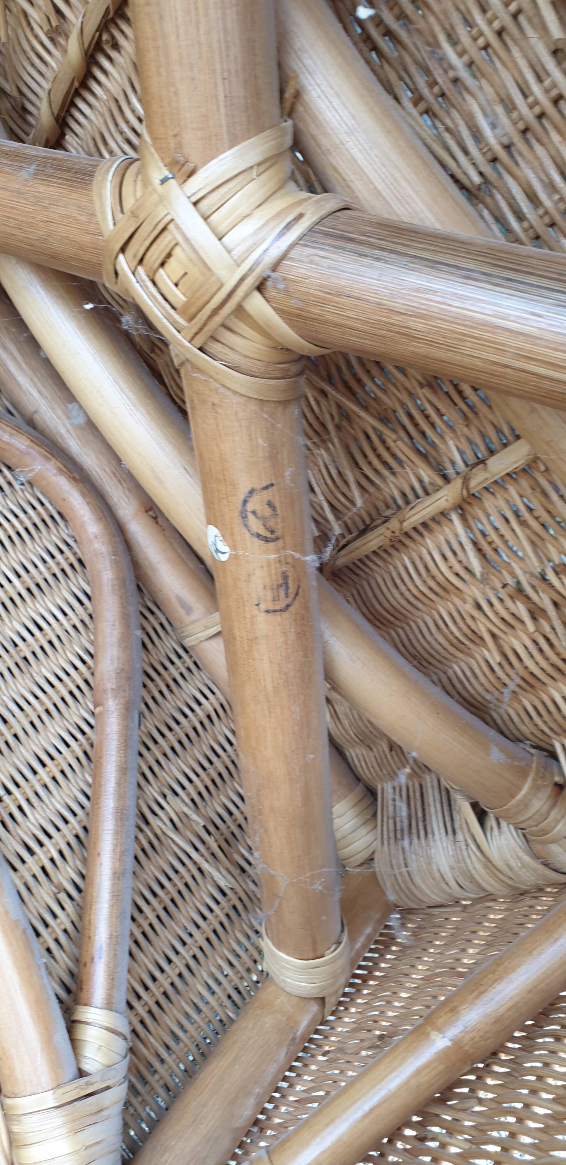 Rattan and bamboo armchair