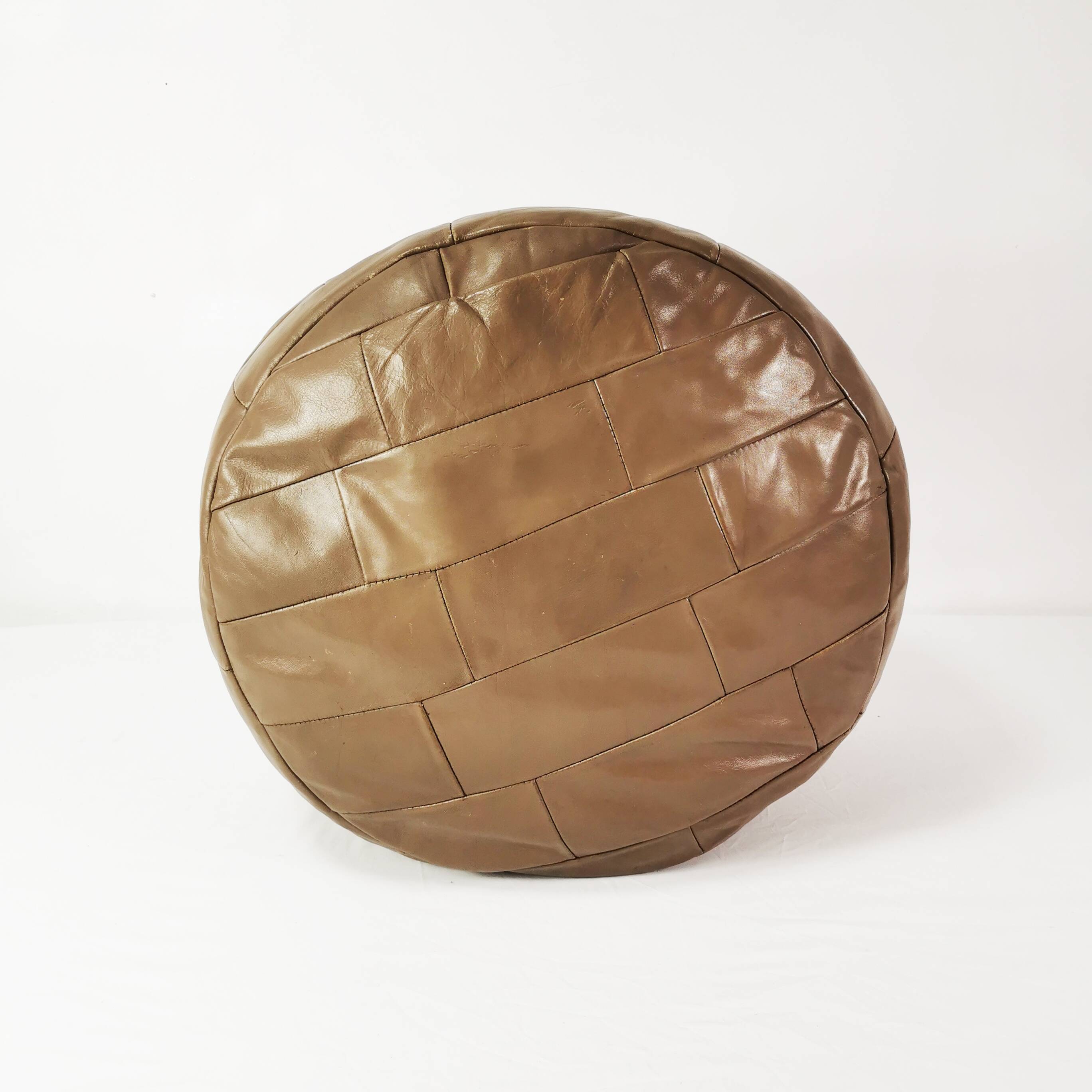 Patchwork leather pouf, Germany 1970s