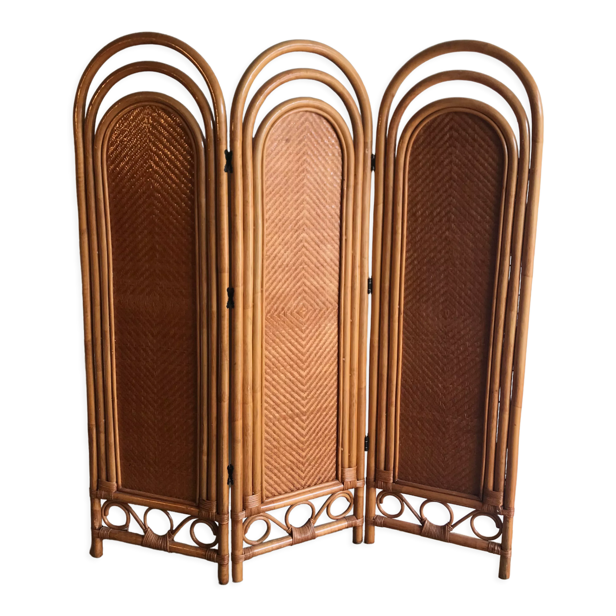 Vintage bamboo and rattan screen