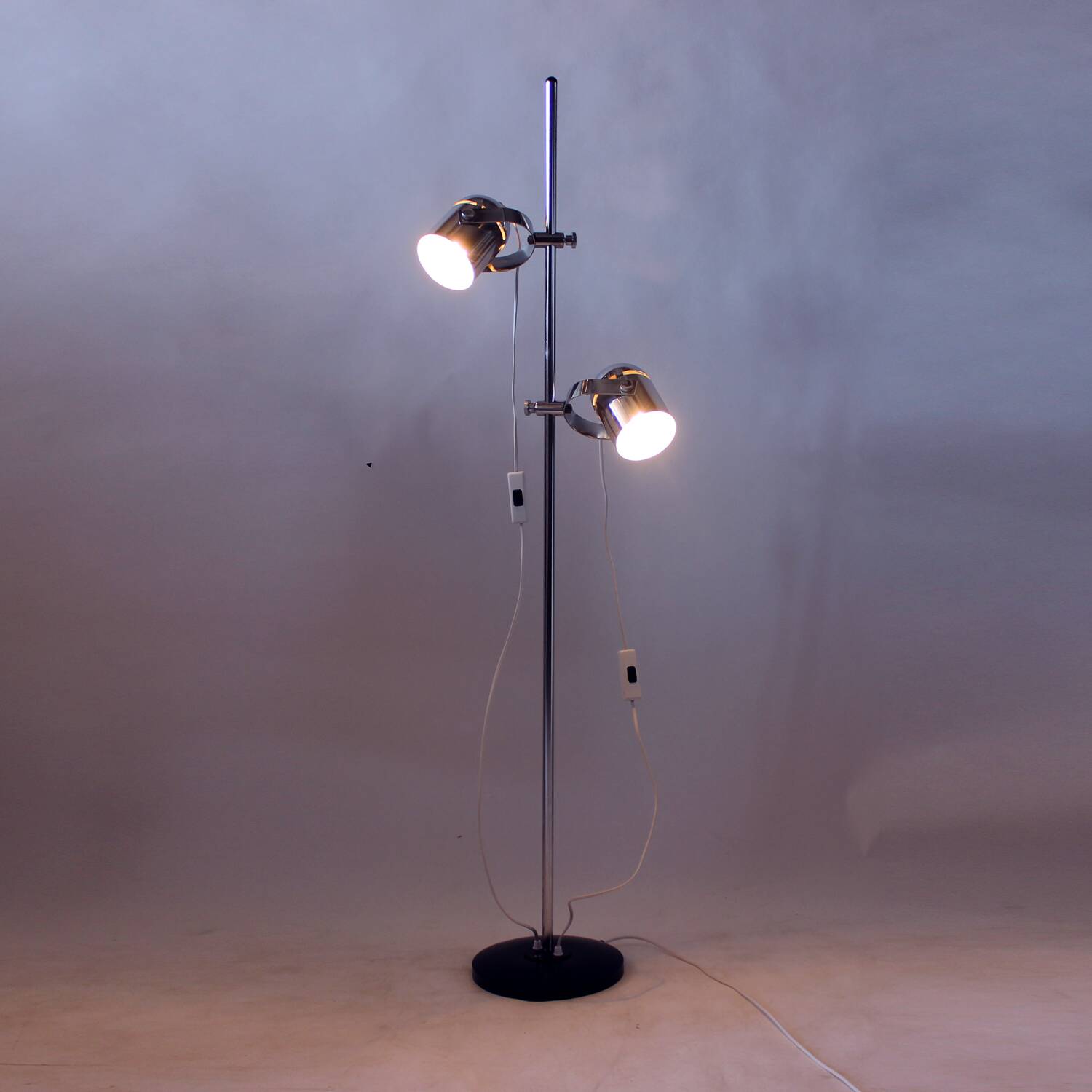 Vintage Combi Lux Chrome Double Spotlight Floor Lamp, Czechoslovakia, 1970s