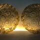 2 snail wall lamps amber glass by Helena Tynell 1960
