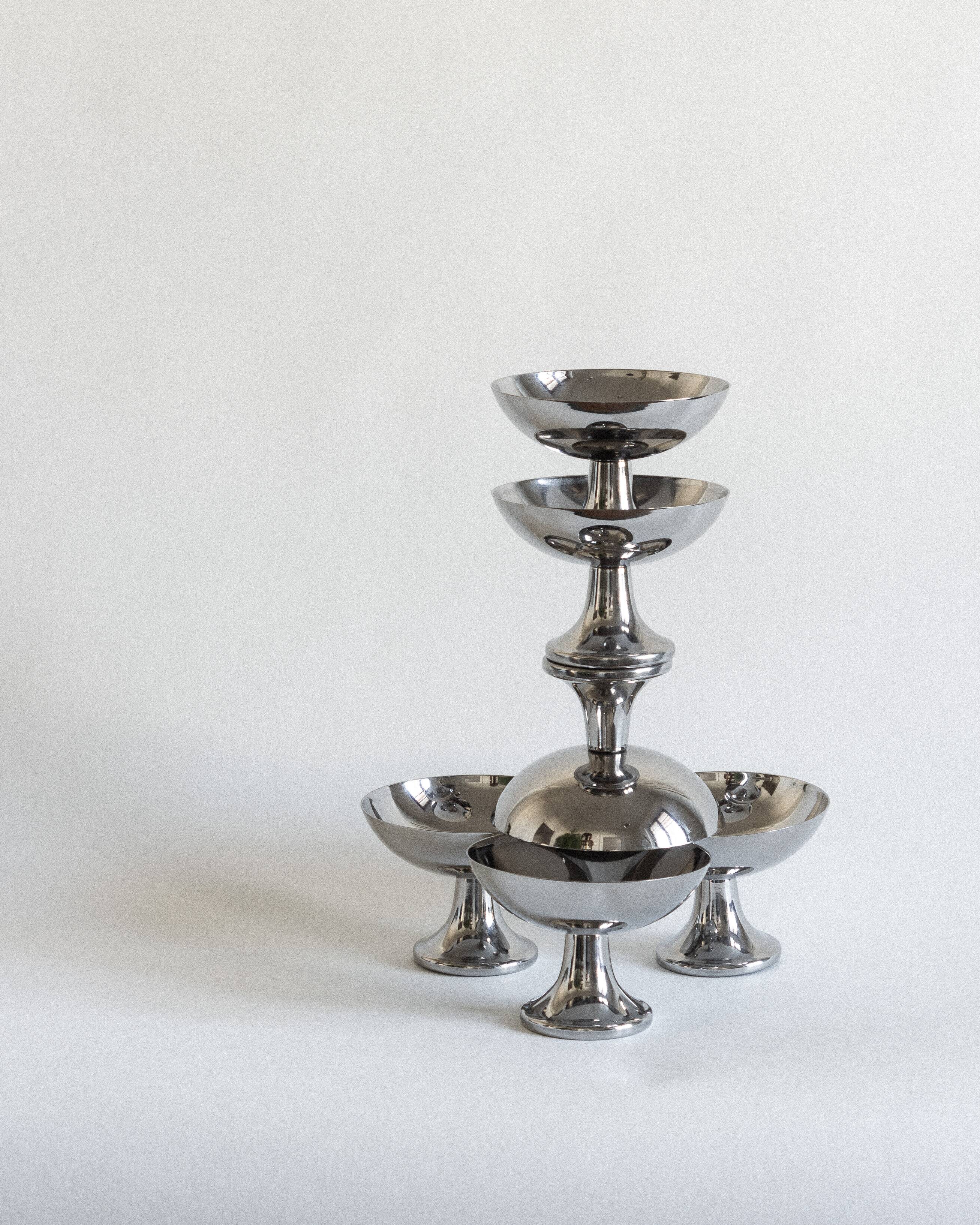 Set of six ice cream cups, Alfra Alessi, Italy, 1950s/70s